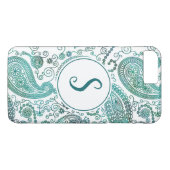 水彩ブルーペイズリーパターン名前をカスタムする Case-Mate iPhoneケース (裏面(横))