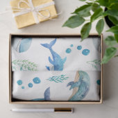 水彩ブルーホエールシームレスパターン 薄葉紙 (ギフト)