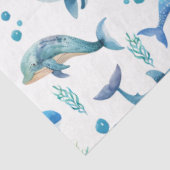 水彩ブルーホエールシームレスパターン 薄葉紙 (詳細)