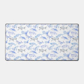 水彩ブルーホエールパターン デスクマット (正面)