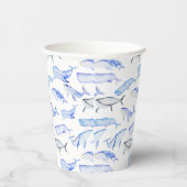 水彩ブルーホエールパターン 紙コップ (右)