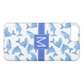 水彩ブルーホエールパターン Case-Mate iPhoneケース (裏面(横))