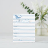 水彩ブルーホエールベビーシャワーウィーズ&アドバイス エンクロージャーカード (スタンド正面)