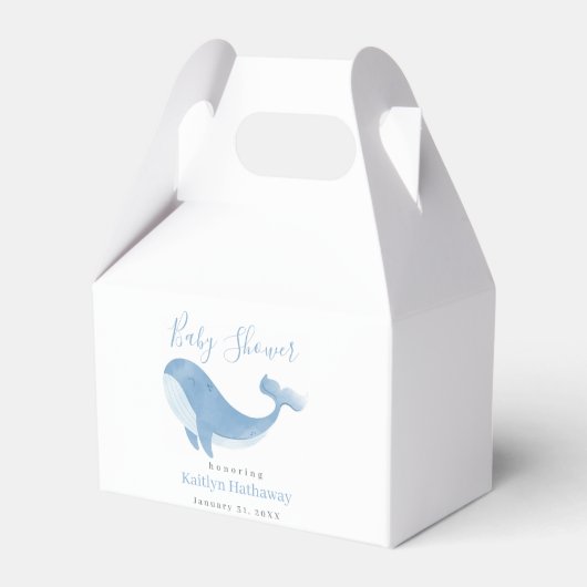 水彩ブルーホエールベビーシャワー フェイバーボックス (裏面サイド)