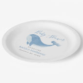 水彩ブルーホエールベビーシャワー ペーパープレート (アングル)