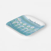 水彩ブルーホワイト誕生日キッズチューリップ ペーパープレート (傾斜あり)