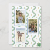 水彩ブルーボウフルーツガーランドクリスマスフォト シーズンカード (裏面)