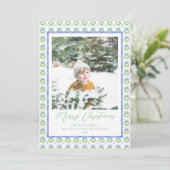 水彩ブルーボウベルヴィンテージクリスマスフォト シーズンカード (スタンド正面)