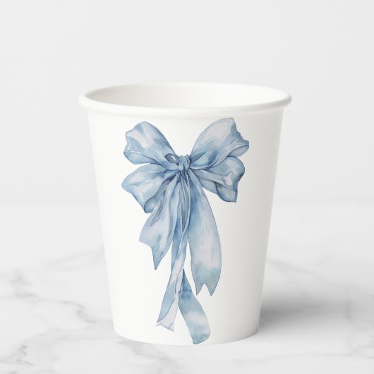 水彩ブルーボウペーパーカップ 紙コップ (正面)