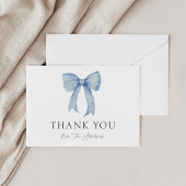 水彩ブルーボウ男の赤ちゃんシャワーサンキュー サンキューカード