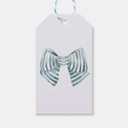 水彩ブルーボウ ギフトタグ (正面)