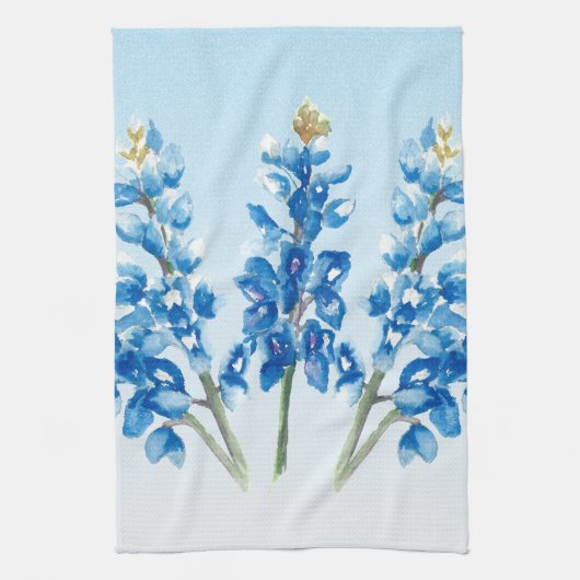 水彩ブルーボネット キッチンタオル (縦)
