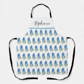 水彩ブルーボンネットテキサス州花花ブルーフローラ エプロン (正面)