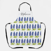 水彩ブルーボンネットテキサス州花花ブルーフローラ エプロン (正面)