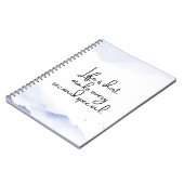 水彩ブルーミニマリストやる気を起こさせる引用文 ノートブック (左側)