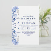 水彩ブルーミニマル素朴リスト結婚フローラ 招待状 (スタンド正面)