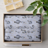 水彩ブルーミュージカル音楽ノート金ゴールドグリッター 薄葉紙 (ギフト)