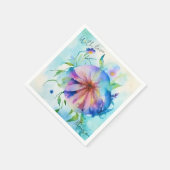 水彩ブルーメンウィーズブルー背景 スタンダードカクテルナプキン (角)