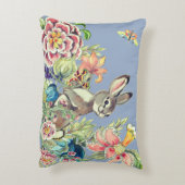 水彩ブルーラビットフラワーガーデンチノワセリー アクセントクッション (裏面(縦))