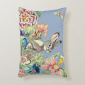 水彩ブルーラビットフラワーガーデンチノワセリー アクセントクッション (正面(垂直))