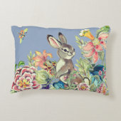水彩ブルーラビットフラワーガーデンチノワセリー アクセントクッション (裏面)