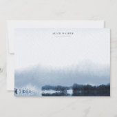 水彩ブルーランドスケープモノグラムノートカード ノートカード (正面)