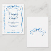 水彩ブルーリボンおむつラッフル エンクロージャーカード (正面/裏面)