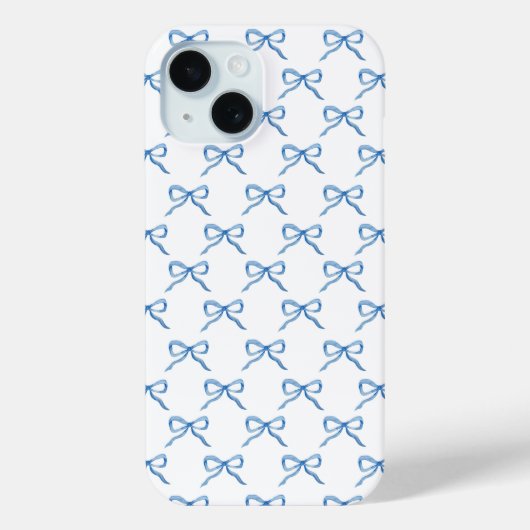水彩ブルーリボンパターン Case-Mate iPhoneケース (裏面)