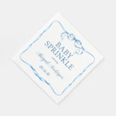 水彩ブルーリボンベビー散布 スタンダードランチョンナプキン (角)