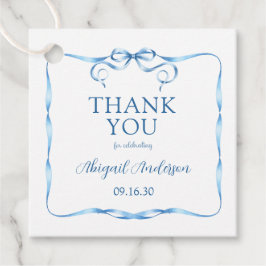 水彩ブルーリボンベビー散水ありがとう フェイバータグ