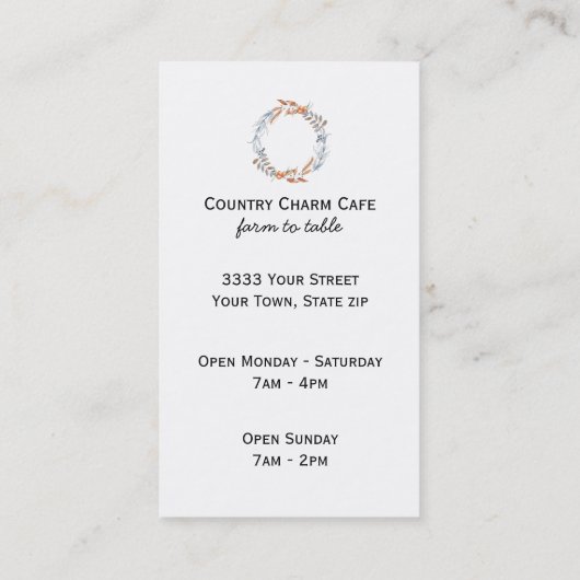 水彩ブルーリース 名刺 (裏面)