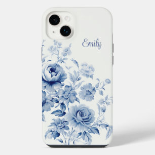 水彩ブルーローズの可愛いオーダーメイドデザイン iPhone 14 PLUSケース