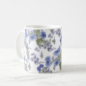 水彩ブルーローズ花白羽 コーヒーマグカップ (正面左)
