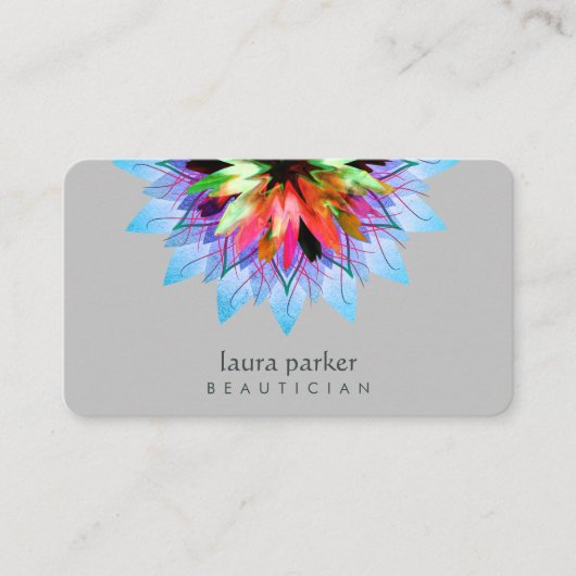 水彩ブルーロータスフラワーロゴマッサージヨガ 名刺 (正面)