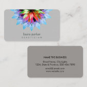 水彩ブルーロータスフラワーロゴマッサージヨガ 名刺 (正面/裏面)