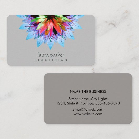 水彩ブルーロータスフラワーロゴマッサージヨガ 名刺 (正面/裏面)