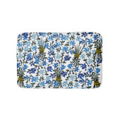 水彩ブルーワイルドフラワーズボヘミアンシック バスマット (正面)