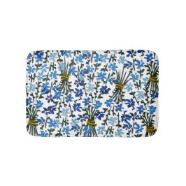 水彩ブルーワイルドフラワーズボヘミアンシック バスマット