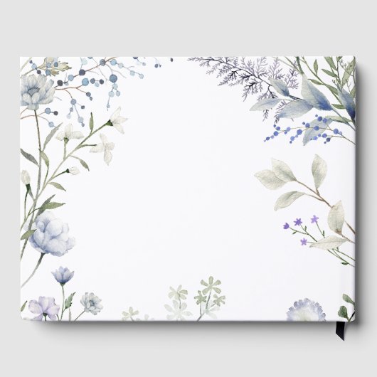水彩ブルーワイルドフラワーフレーム ゲストブック (裏面)