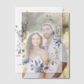 水彩ブルーワイルドフラワーブライダルシャワー ベラム紙招待状 (オフセット (カップル))