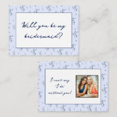 水彩ブルーワイルドフラワーブライドメイド提案 ノートカード (正面/裏面)