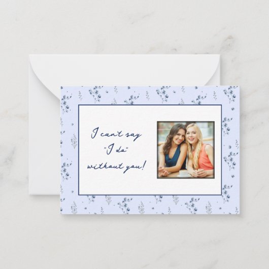 水彩ブルーワイルドフラワーブライドメイド提案 ノートカード (裏面)