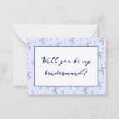 水彩ブルーワイルドフラワーブライドメイド提案 ノートカード (正面)