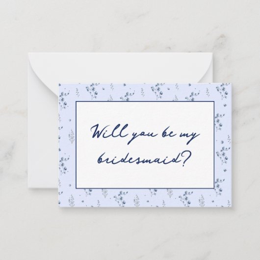 水彩ブルーワイルドフラワーブライドメイド提案 ノートカード (正面)