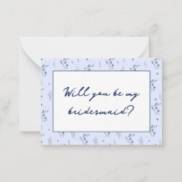水彩ブルーワイルドフラワーブライドメイド提案 ノートカード