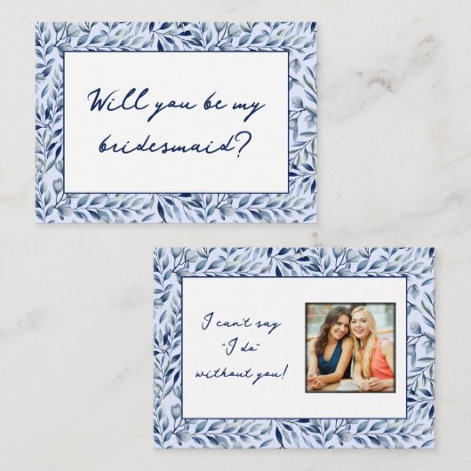 水彩ブルーワイルドフラワーブライドメイド提案 ノートカード (正面/裏面)