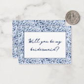 水彩ブルーワイルドフラワーブライドメイド提案 ノートカード (正面/裏面インサイチュ)