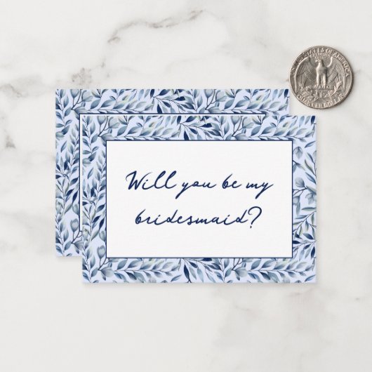 水彩ブルーワイルドフラワーブライドメイド提案 ノートカード (正面/裏面インサイチュ)