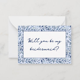 水彩ブルーワイルドフラワーブライドメイド提案 ノートカード