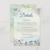 水彩ブルーワイルドフラワー結婚の詳細カード エンクロージャーカード (正面/裏面)